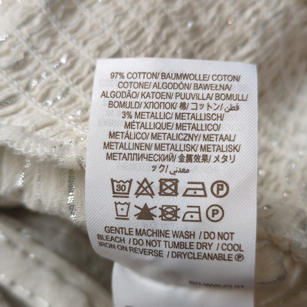 Boden Lurex Smocked Crop Top In Ivory Size 12 - Picture 10 of 10